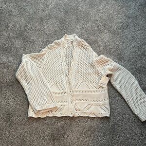 a.n.a Cream Cardigan Sweater with Textured Knit